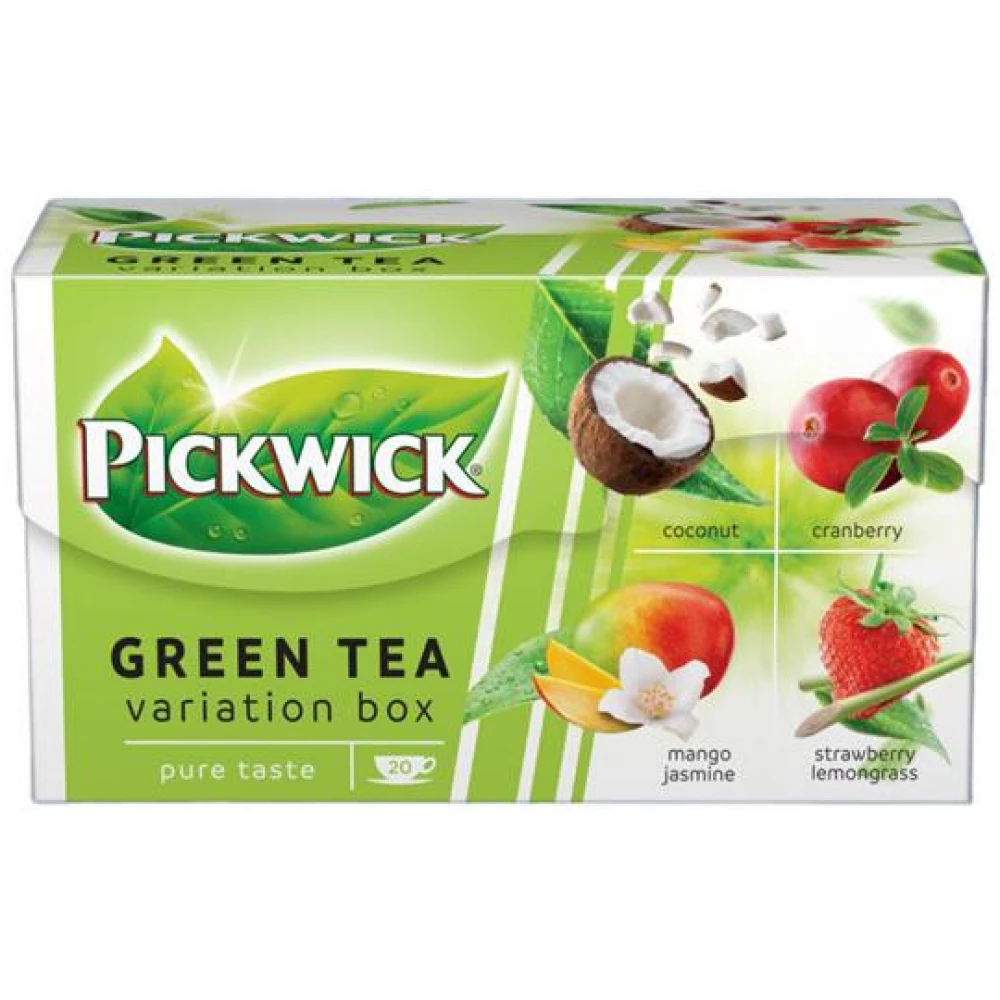 PICKWICK Zöld tea Gyümölcsös Variációk 20x1.5 g kókusz vörösáfonya eper citromfű mangó jázmin