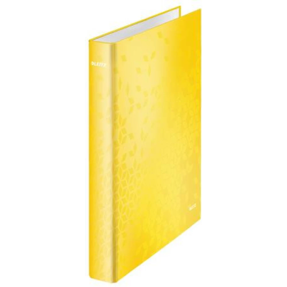LEITZ Ringed book 4 ring D form 40 mm A4 Maxi karton lakkfényű Wow yellow