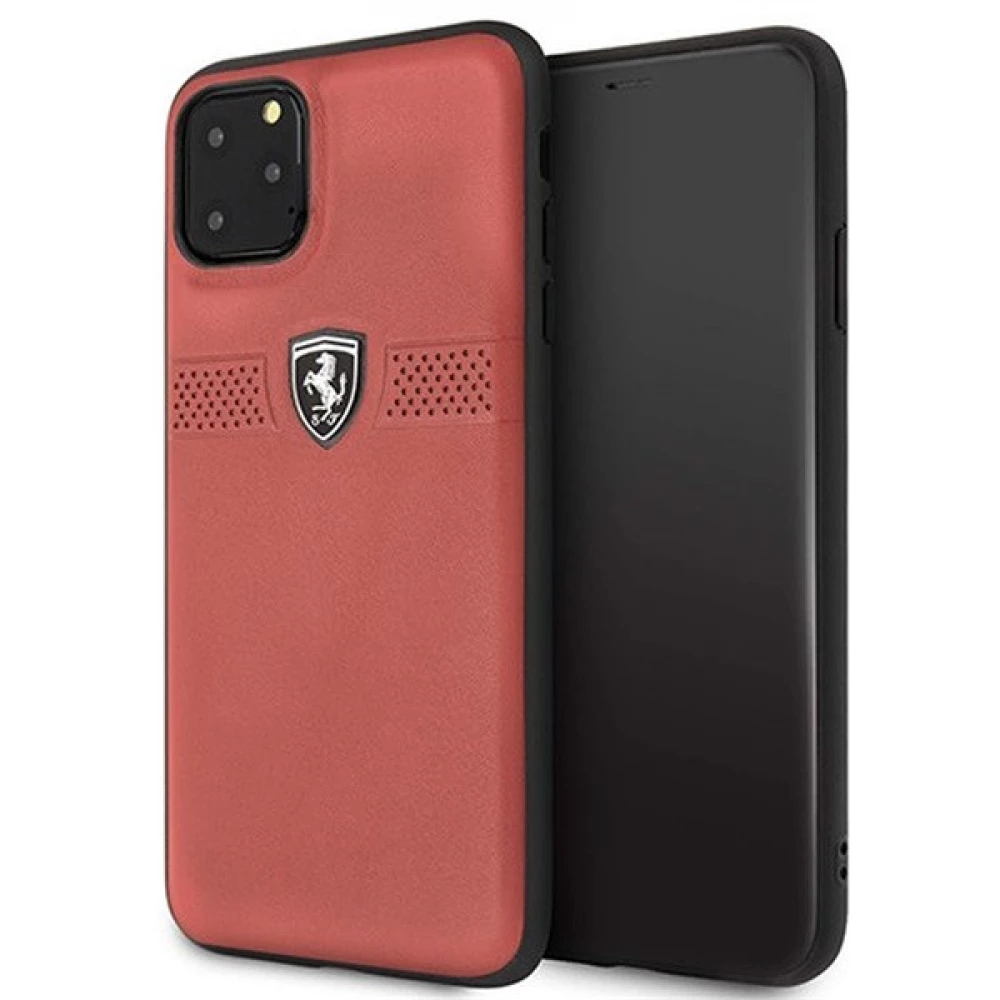 FERRARI Skin back panel case embossed lukacsos strip Ferrari Off Track dangling iPhone 11 Pro Max red