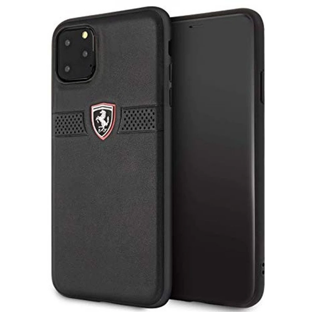 FERRARI Skin back panel case embossed lukacsos strip Ferrari Off Track dangling iPhone 11 Pro Max black