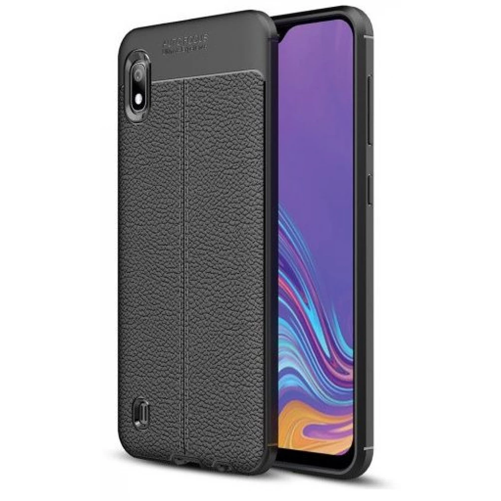 ZONE Silizium Hülle Lederoptik Schnittmuster Samsung Galaxy A10e schwarz