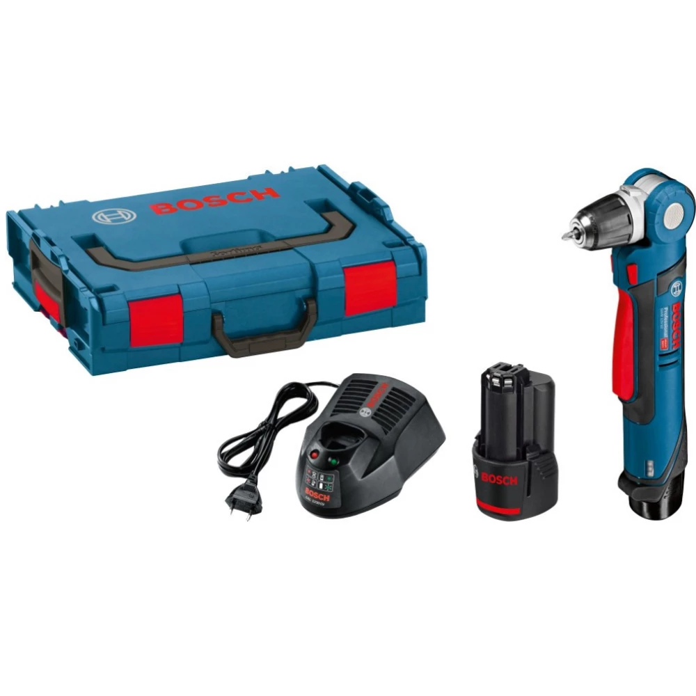 BOSCH GWB 12V-10 Professional Akkus Corner drill + 2x2Ah akku + charger + L-BOXX