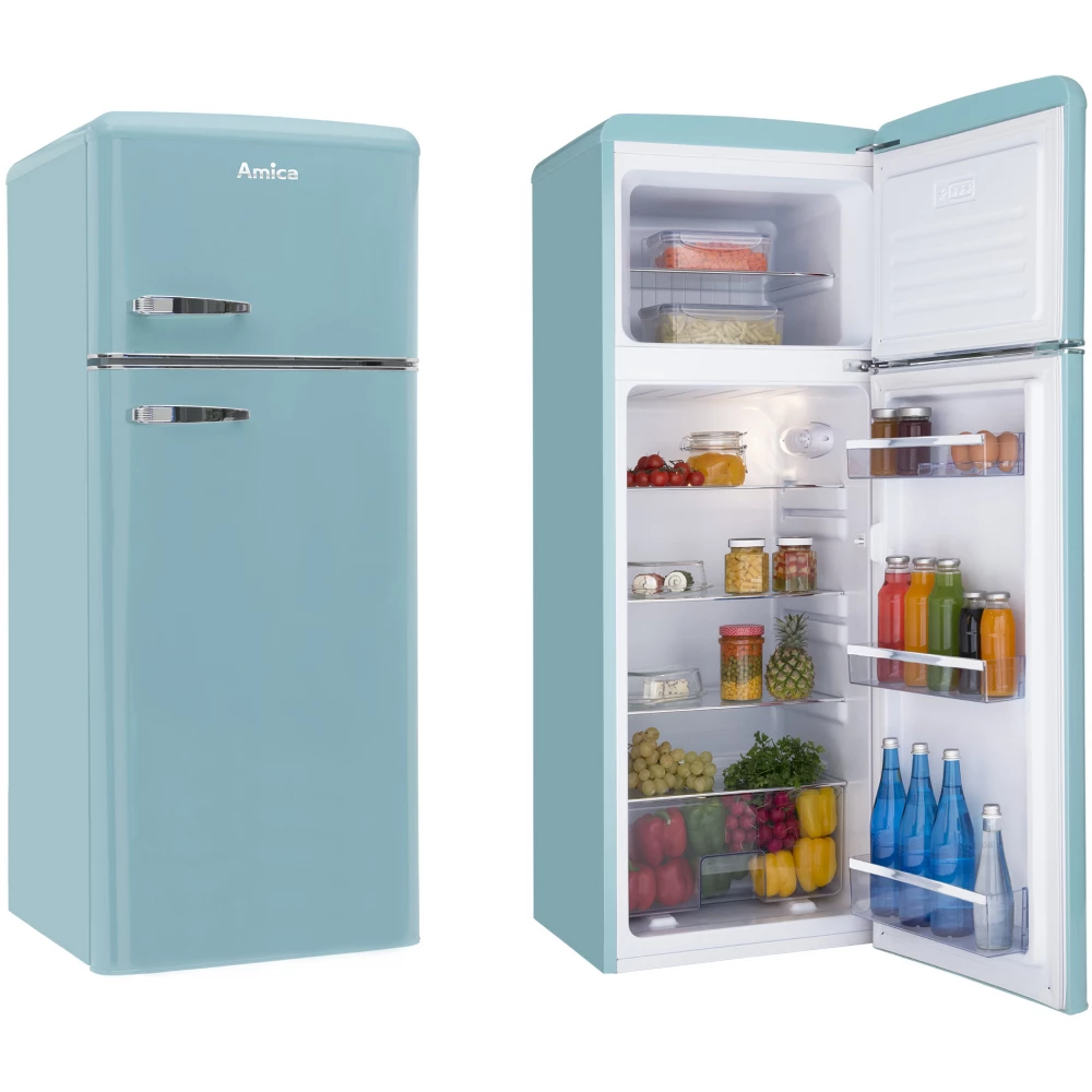 AMICA KGC 15632T Refrigerator over freezer A++ 208L turcoise