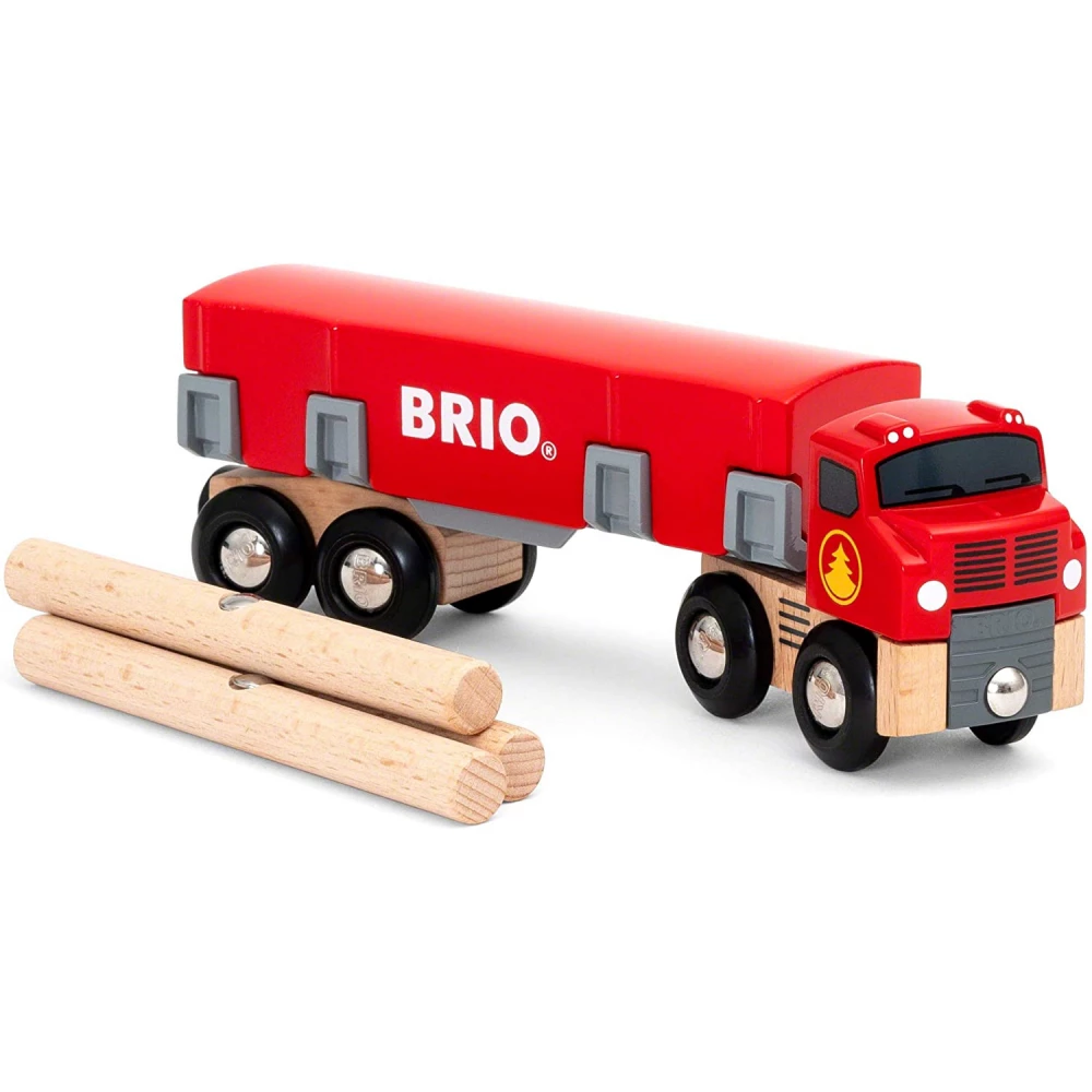 BRIO Faszállító teherautó trélerrel és rönkökkel