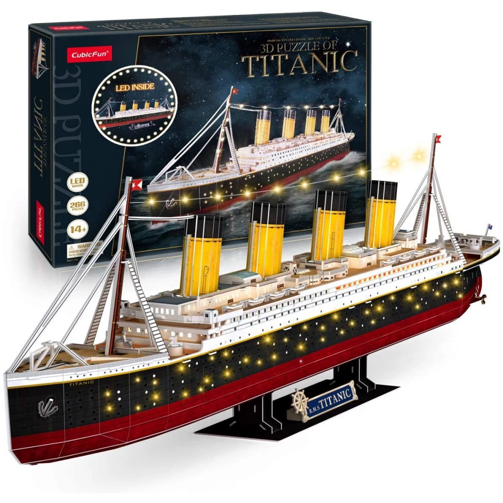 CUBICFUN 3D puzzle game 266 pieces Titanic LED lighting