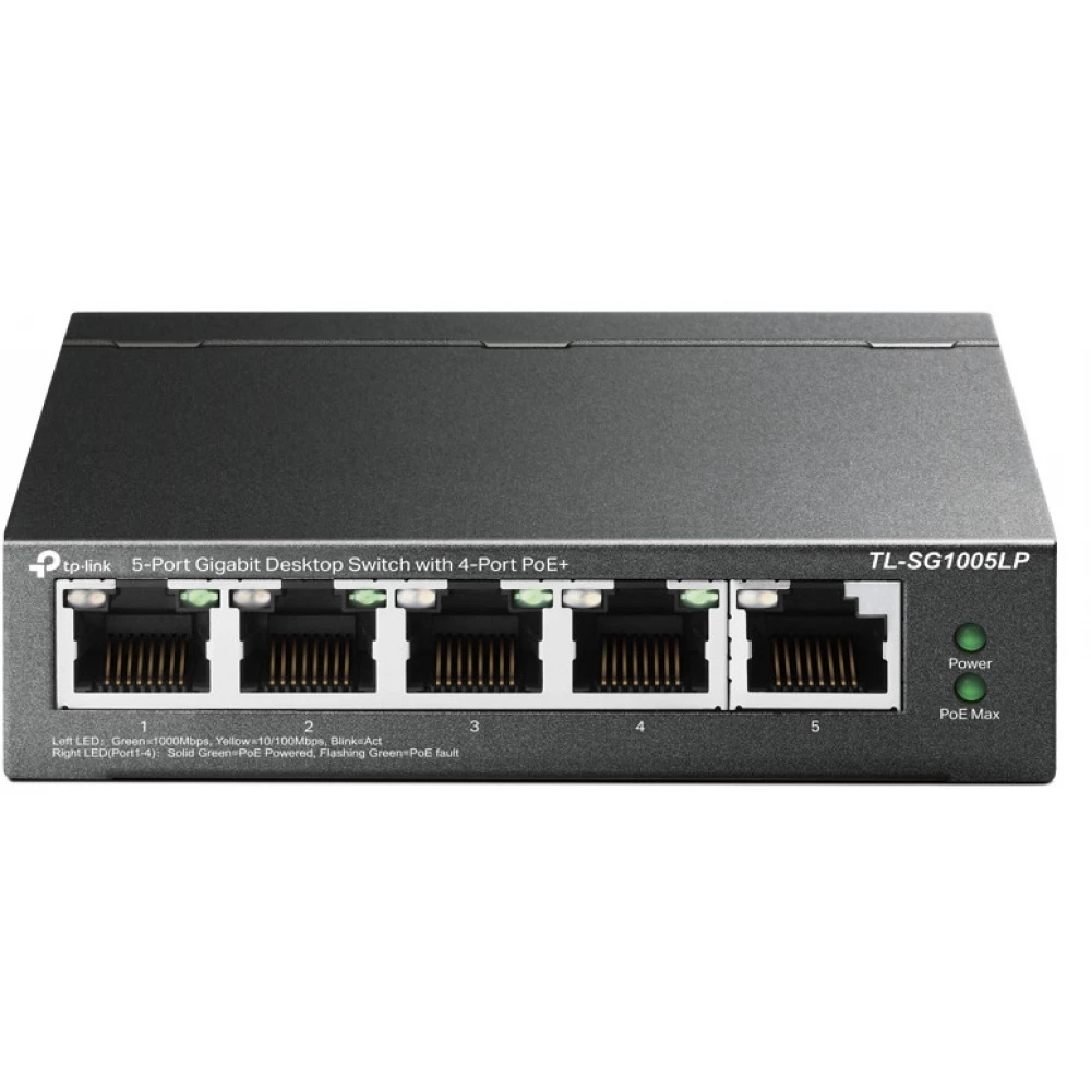 TP-LINK TL-SG1005LP 5 portos Gigabites asztali switch PoE+