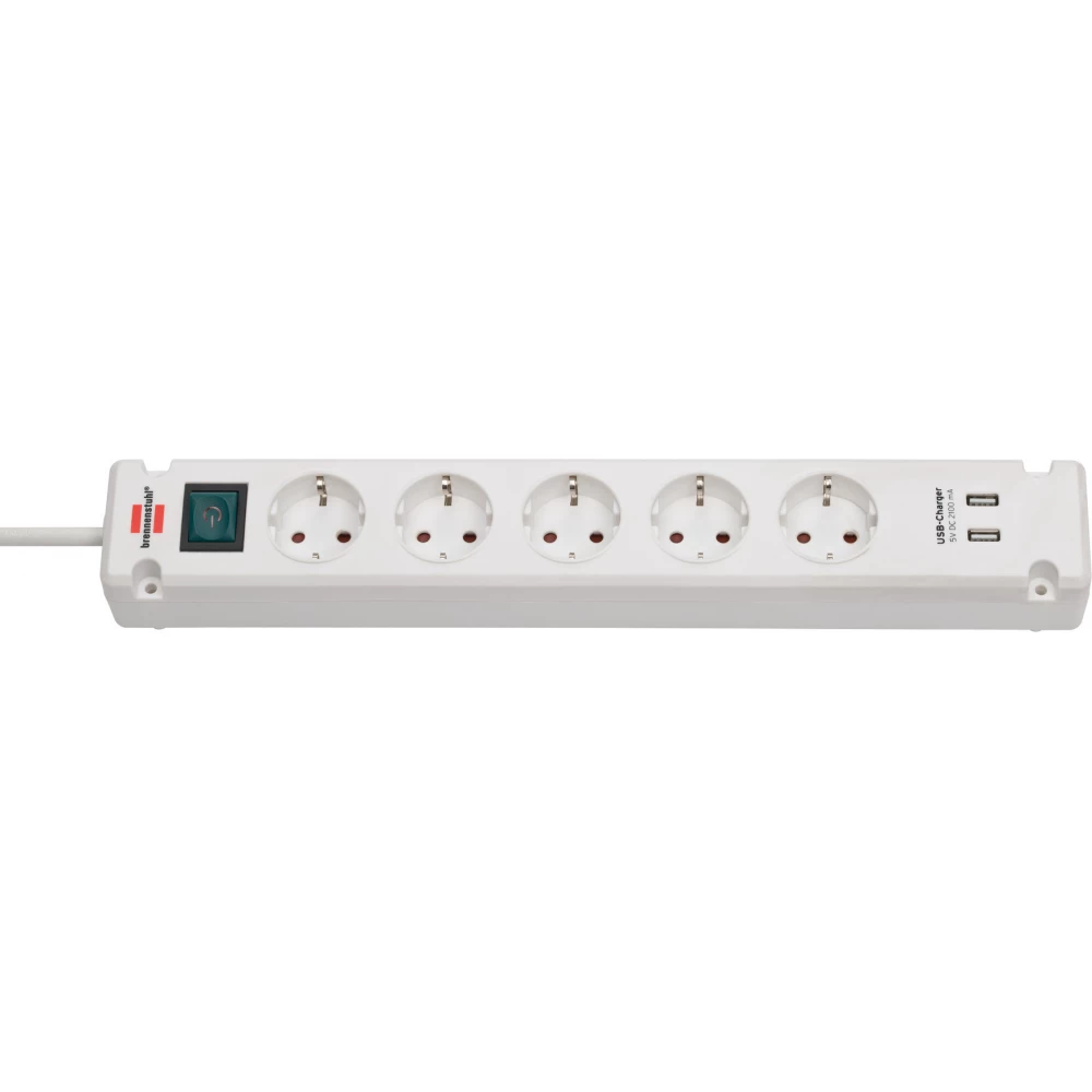 BRENNENSTUHL Bremounta Extension Socket with USB-Charger 5-way white 3m H05VV-F 3G1.5