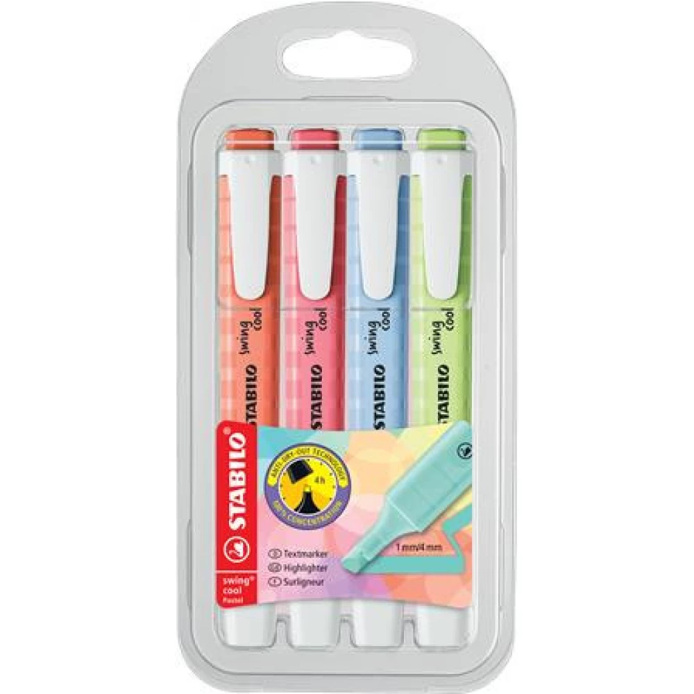 STABILO Swing Cool Pastel Highlighter 4 különboző color