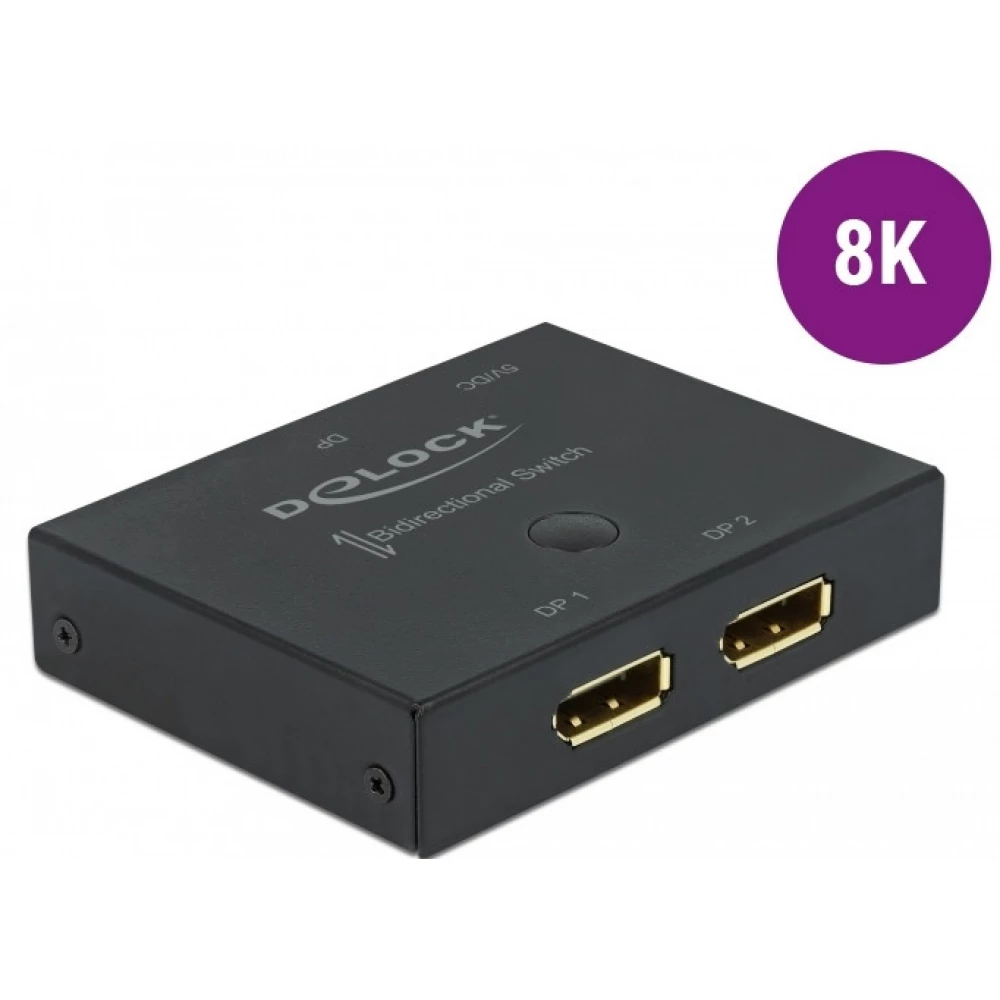 DELOCK DisplayPort 2 - 1 kapcsoló kétirányú 8K 30 Hz