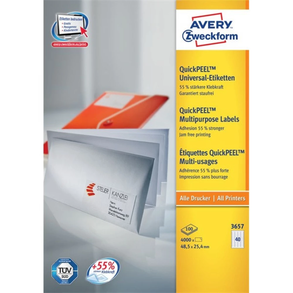 AVERY 3657 QP 48.5×25.4mm universal 4000 pieces label