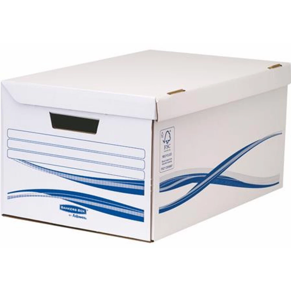FELLOWES 4460503 Csapófedeles archiválókonténer karton large Bankers Box Basic blue and white