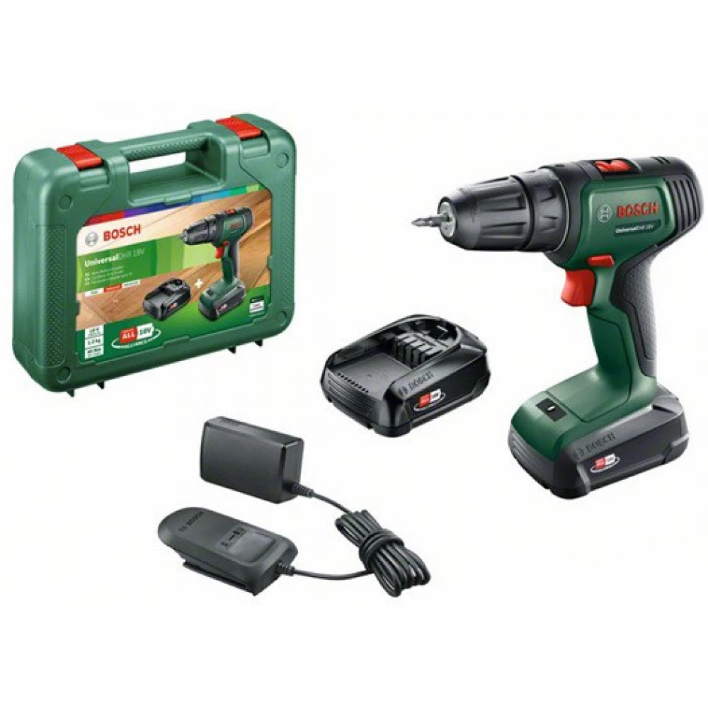 BOSCH Universal Drill 18V akkus drill-screwdriver 2x1.5Ah akku + suitcase