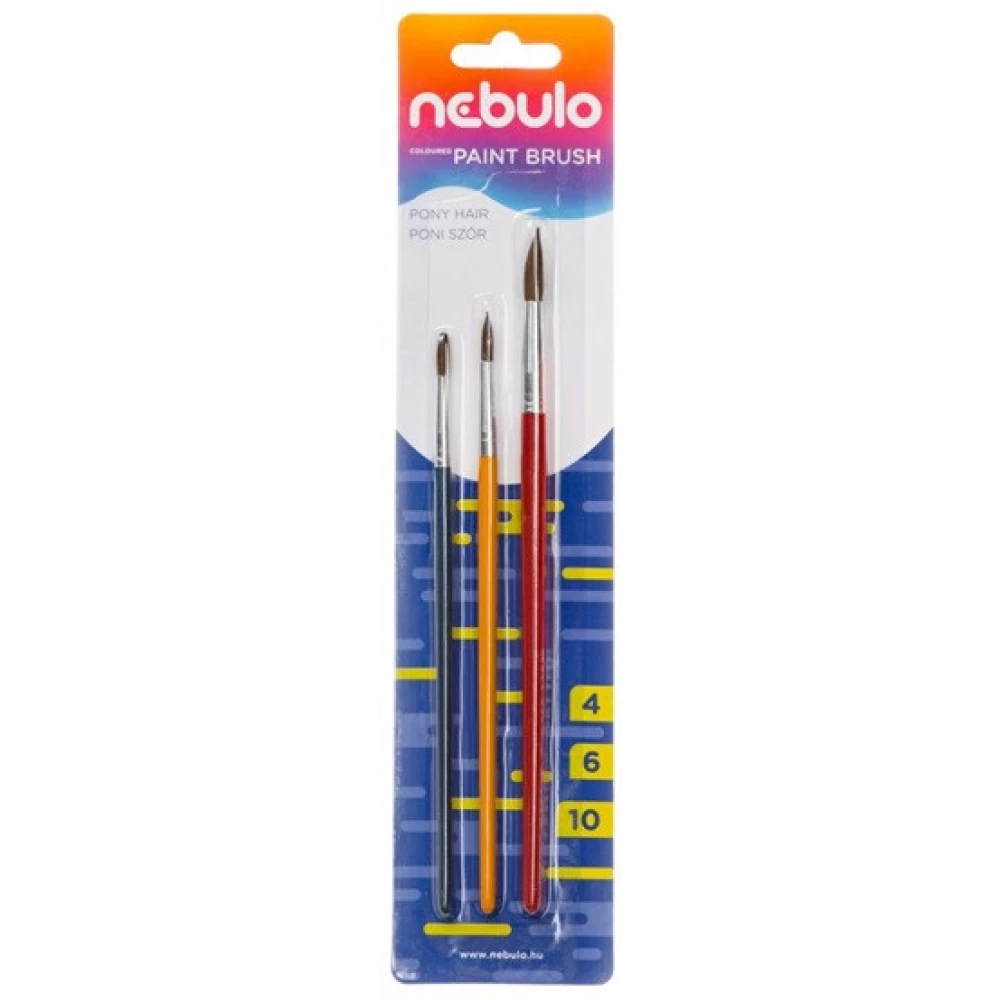 NEBULO Pinselset no. 4-6-10 Rund gemalt Holzgriff