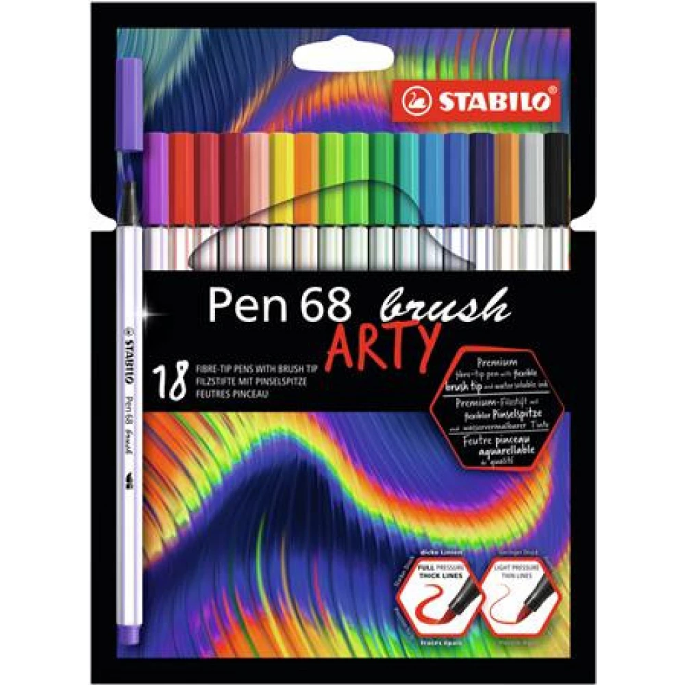 STABILO Ecsetirón készlet Pen 68 brush ARTY 18 különböző szín