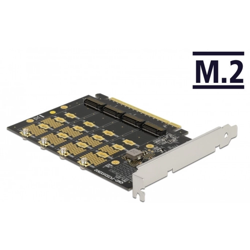 DELOCK PCI Express x16 karta - 4 x unutrašnje NVMe M.2 Key M - grananje