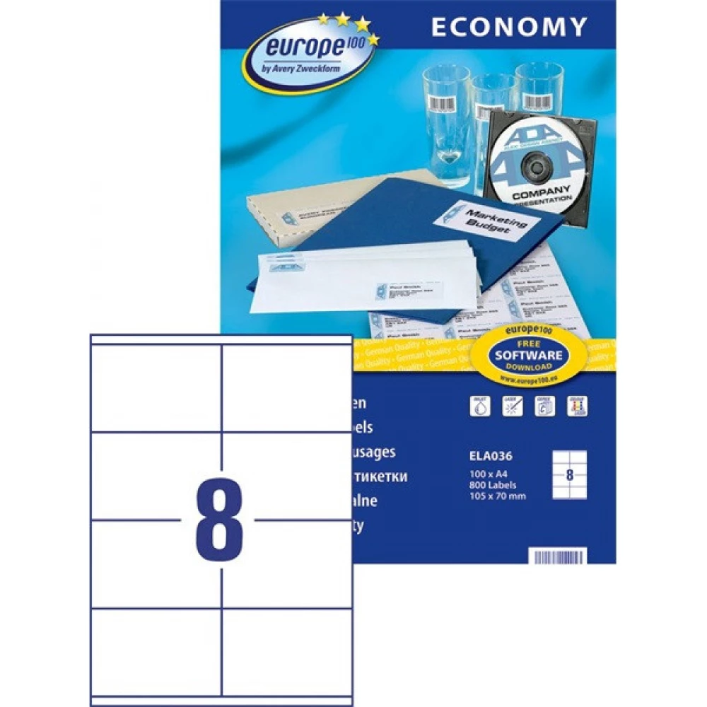 AVERY Europe100 ELA036 105x70mm universal 800 pieces label
