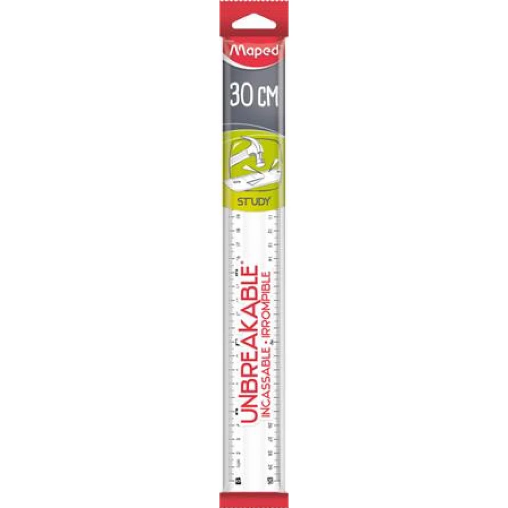 MAPED Ruler plastic unbreakable 30 cm Study Unbreakable transparent