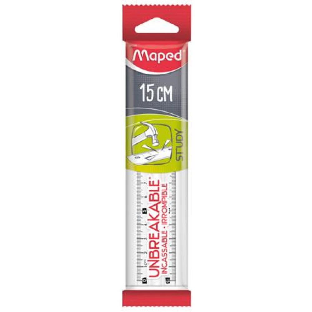MAPED Ruler plastic unbreakable 15 cm Study Unbreakable transparent