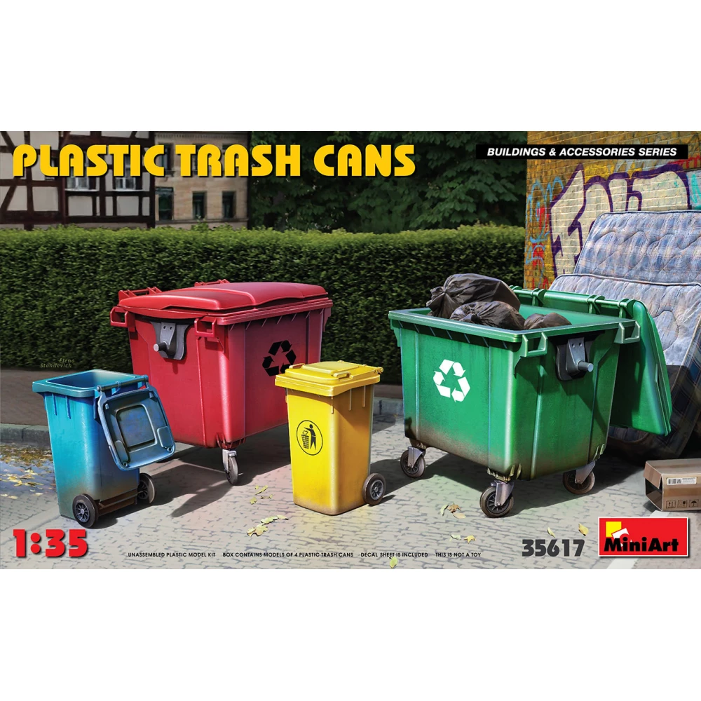 MINIART 1/35 Plastic trash can kukák set model diorama accessory