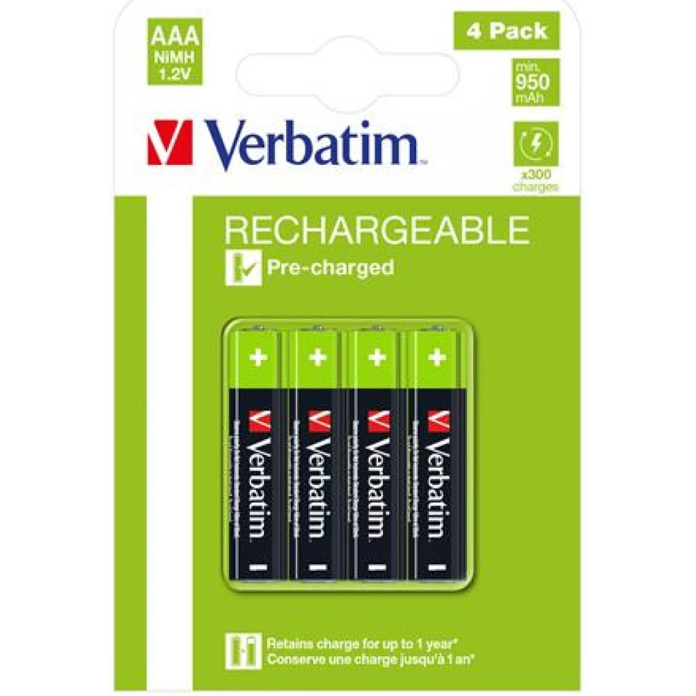VERBATIM Rechargeable NiMH mikro Stift akku (AAA) 950mAh 4pcs