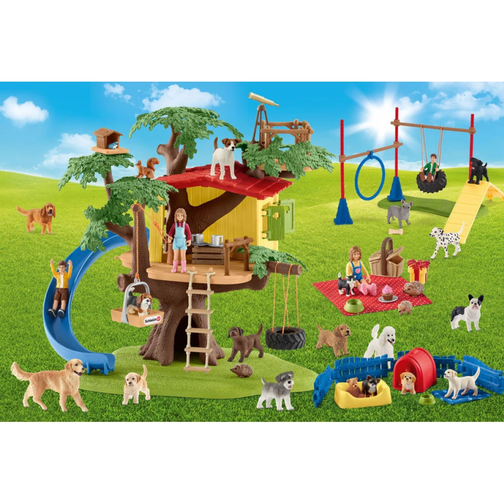 SCHMIDTSPIELE Puzzle játék 40 darabos Schleich Farm World Boldog kutyák ajándék figurával
