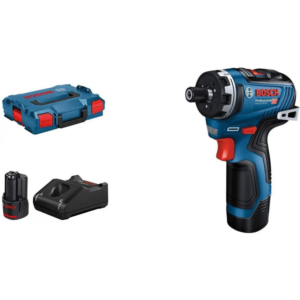 BOSCH GSR 12V-35 HX Batterie fúró-csavarhúzó + L-BOXX + 2 x 3.0Ah akku + GAL 12V-40 Ladegerät