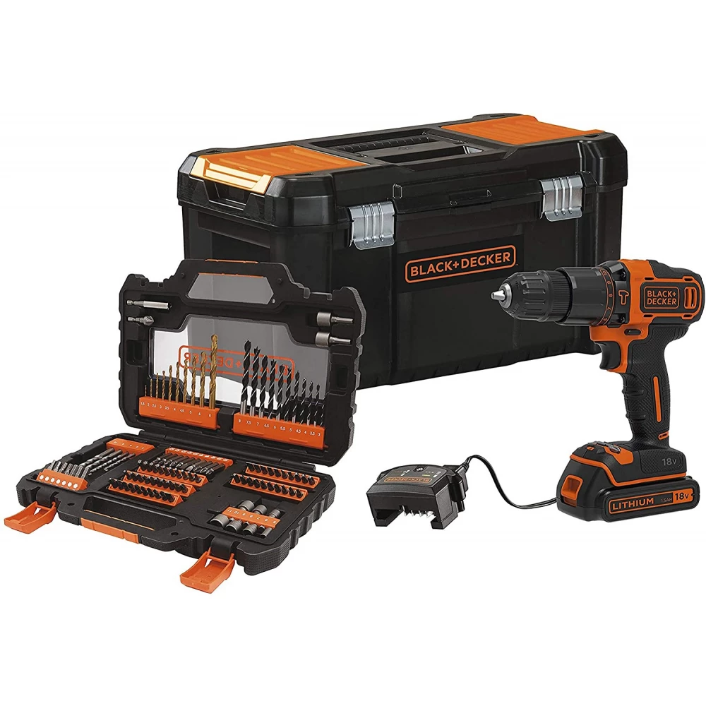 BLACK AND DECKER BDCHD18S1KA S baterijom perkusija pribor + 1 x 1.5Ah akku