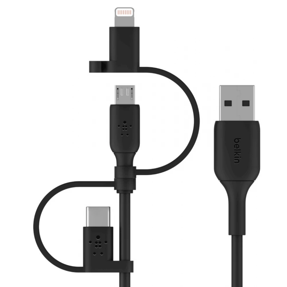 BELKIN USB Lightning + Micro USB + USB Type C Converter Black 1m CAC001BT1MBK