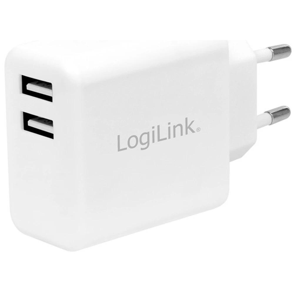LOGILINK USB power socket adapter 2x USB-Port 12W Weiß