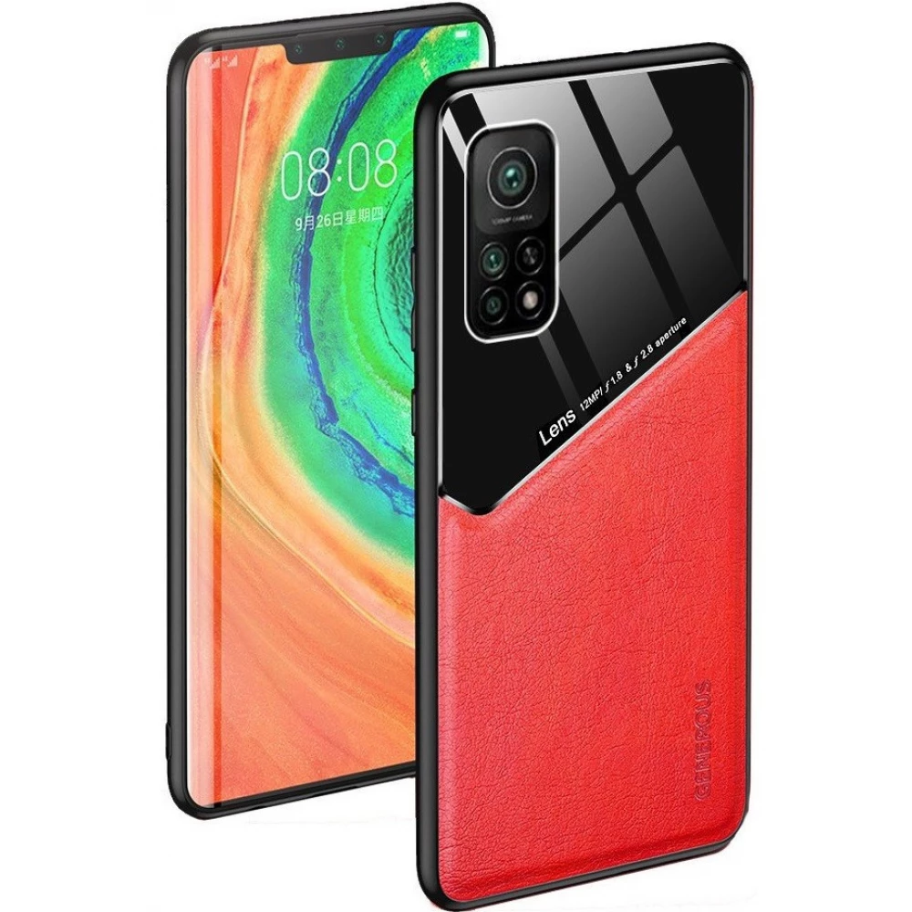 WOOZE Texture piele de silicon magnetic backplate Xiaomi Mi 11 Pro roșu