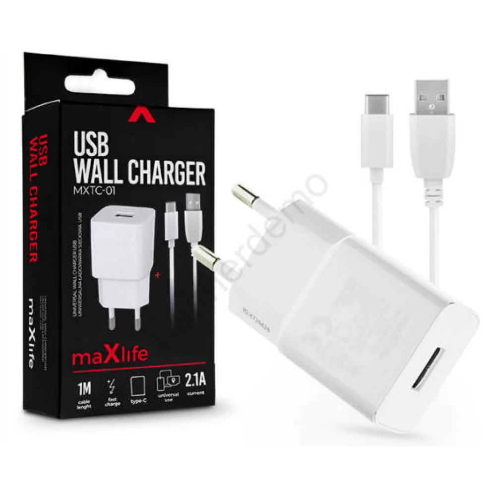 Maxlife MXTC-01 network charger adapter + USB Type-C data cable 1m 10W white