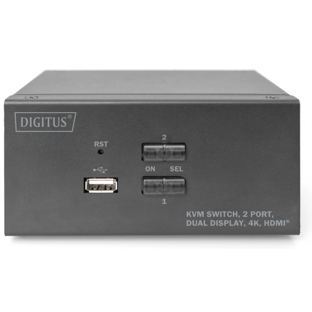 DIGITUS DS-12860 KVM Switch 2 Port Dual Display 4K HDMI