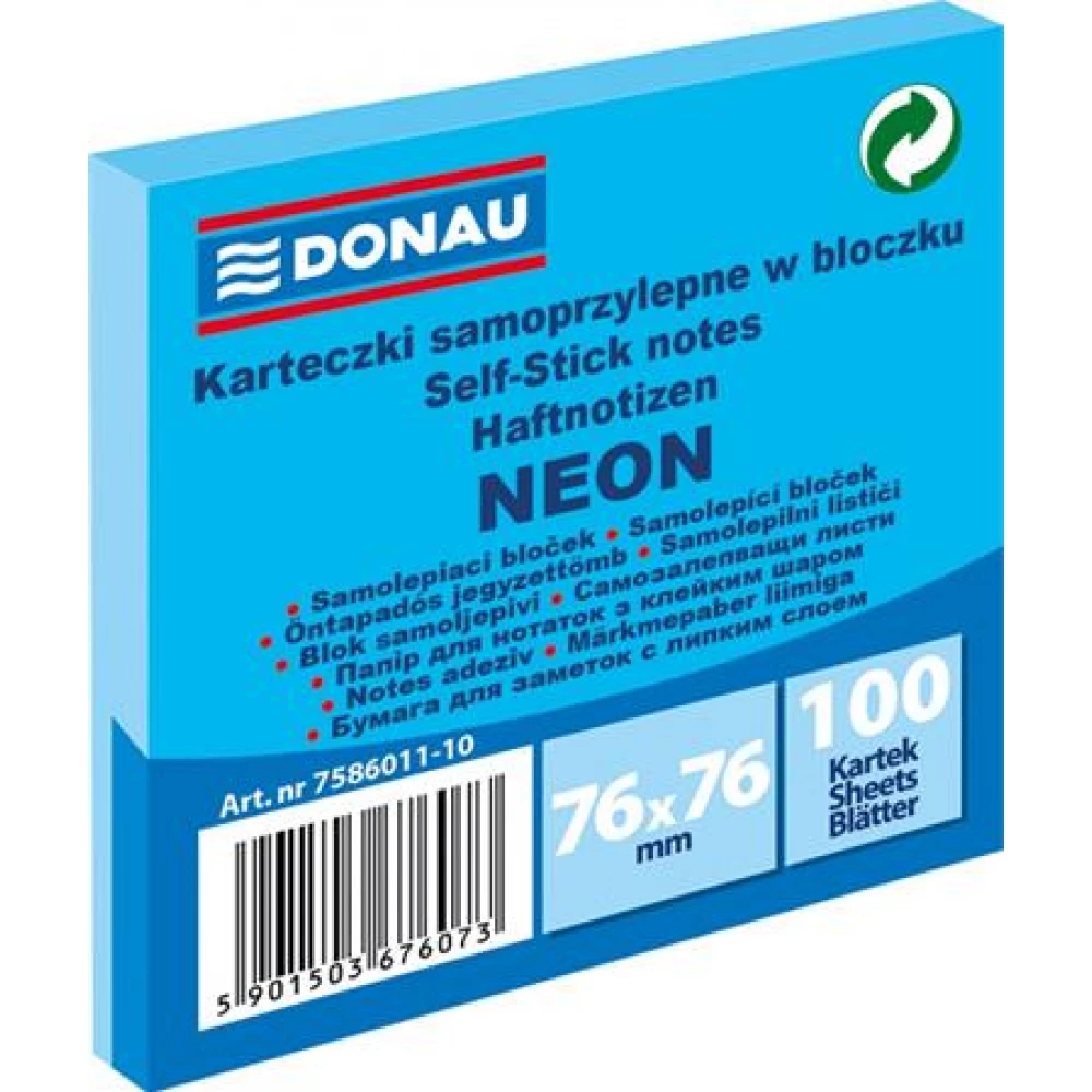 DONAU Self-adhesive pad 76x76 mm 100 lap neon blue