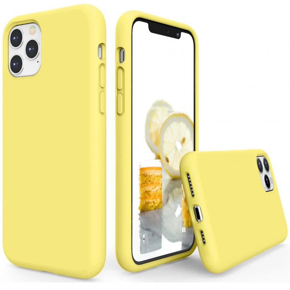 WOOZE Liquid Silica Gel Silizium Hülle Xiaomi Redmi Note 9 5G Gelb