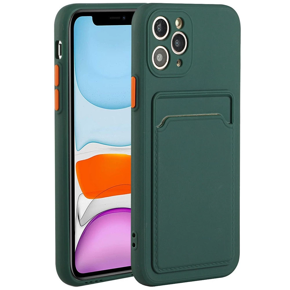 WOOZE Card Slot Silizium Hülle Karte Halter Samsung Galaxy S22 Plus 5G dunkelgrün