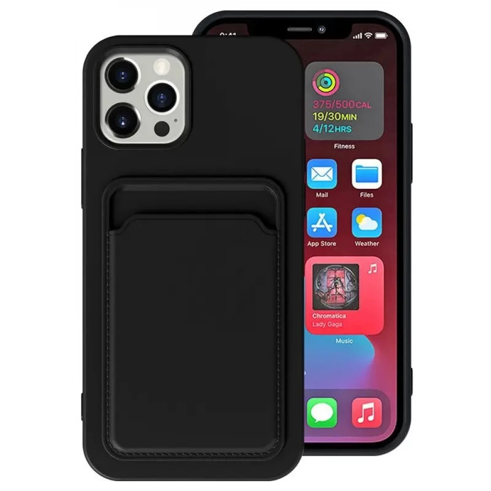 WOOZE Card Slot Silizium Hülle Karte Halter Samsung Galaxy S22 Plus 5G schwarz