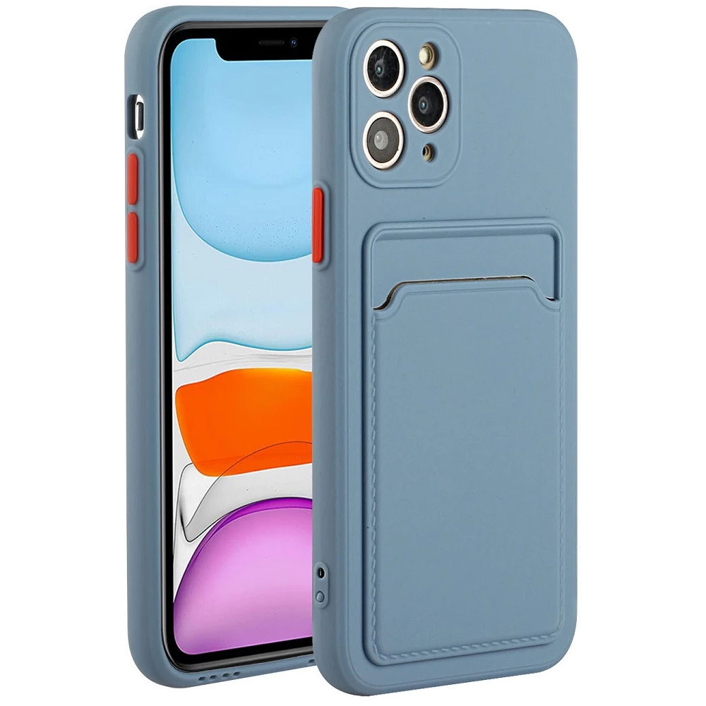 WOOZE Card Slot Silizium Hülle Karte Halter Huawei P40 Lite 5G leander grau
