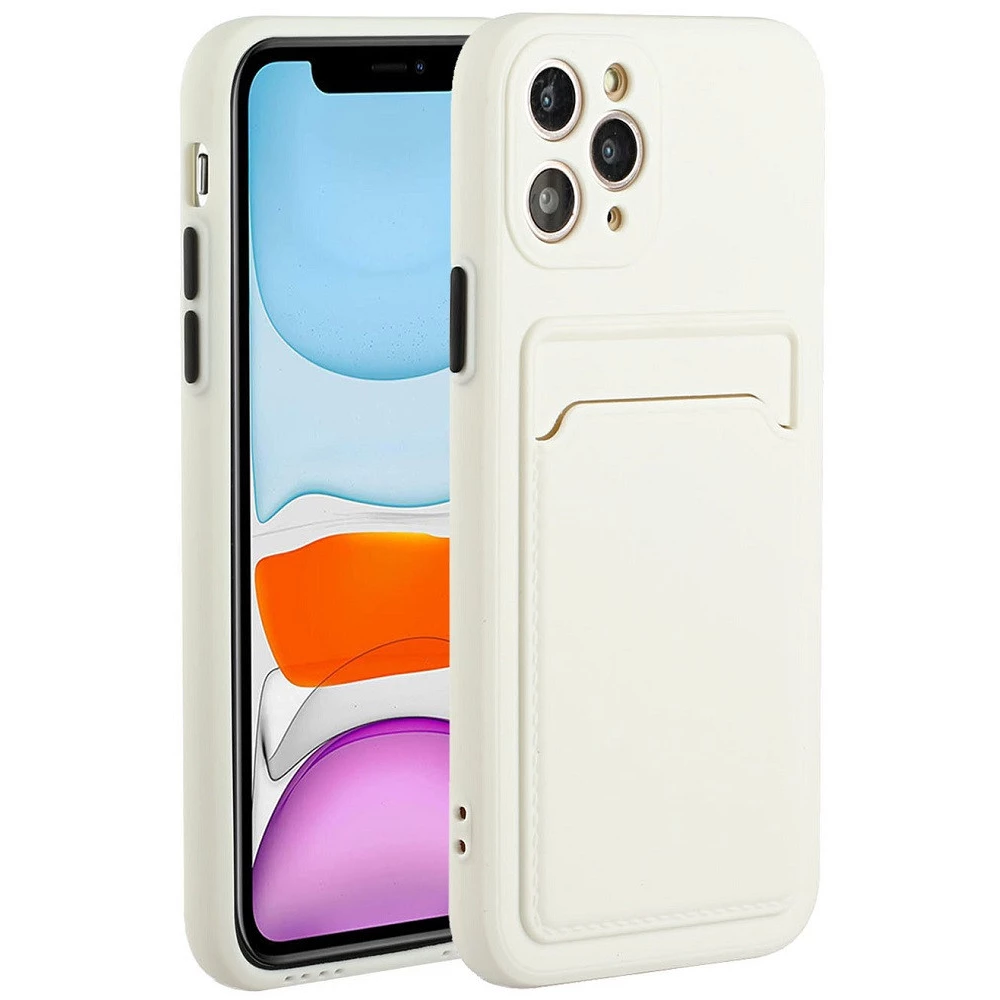 WOOZE Card Slot silikon case karta držačem Huawei P40 Lite E bijela