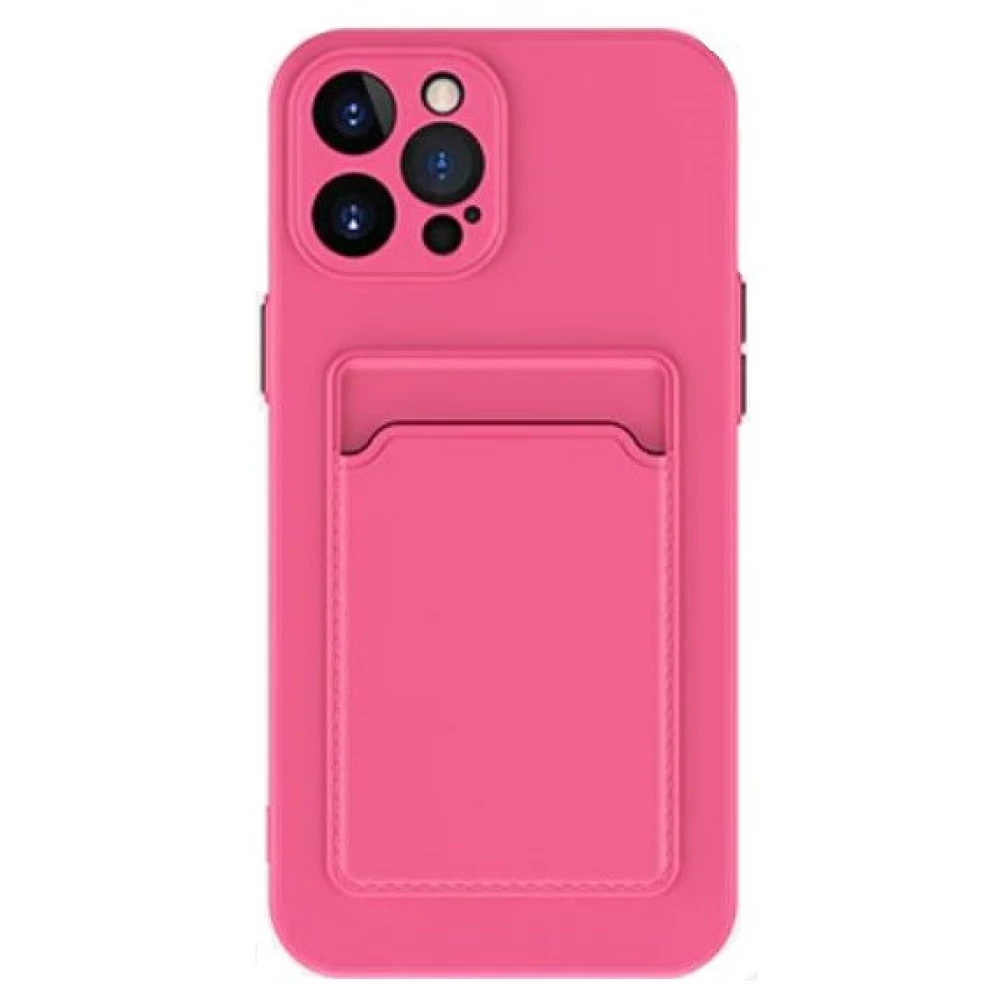 WOOZE Card Slot Silizium Hülle Karte Halter Huawei P40 Lite E magenta