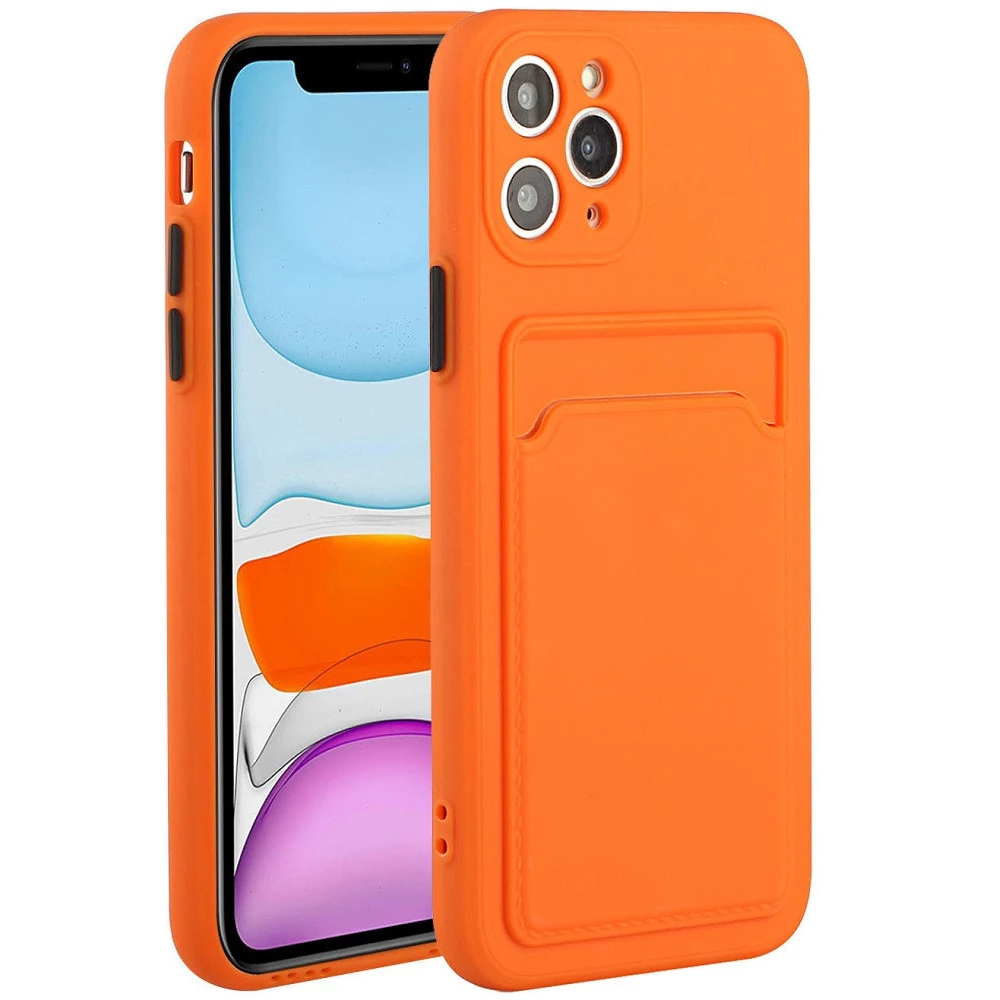WOOZE Card Slot Silizium Hülle Karte Halter Huawei P40 Lite E Orange