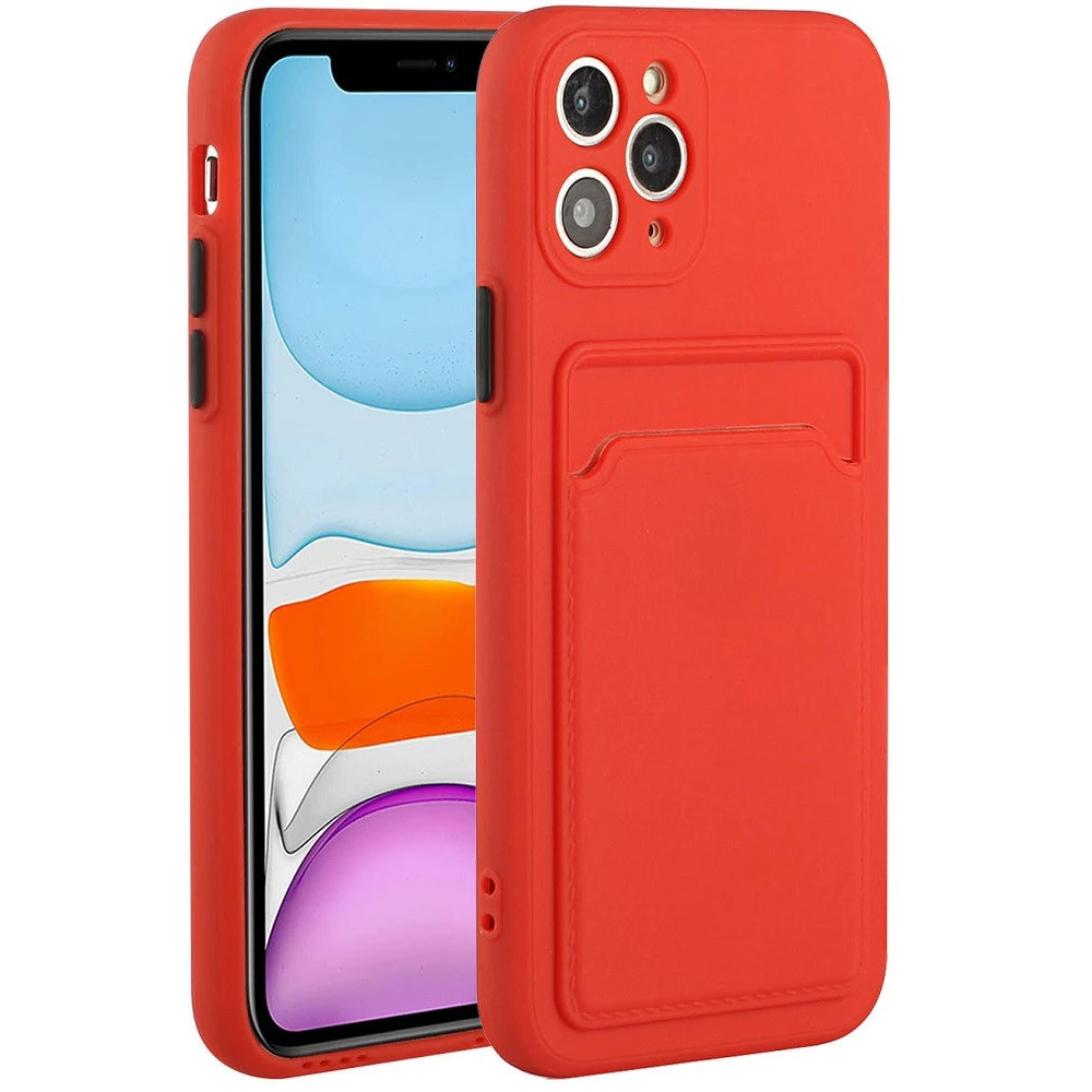 WOOZE Card Slot Silizium Hülle Karte Halter Huawei P40 Lite E rot
