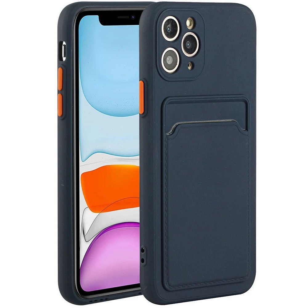 WOOZE Card Slot Silizium Hülle Karte Halter Huawei P40 Lite Navy blau