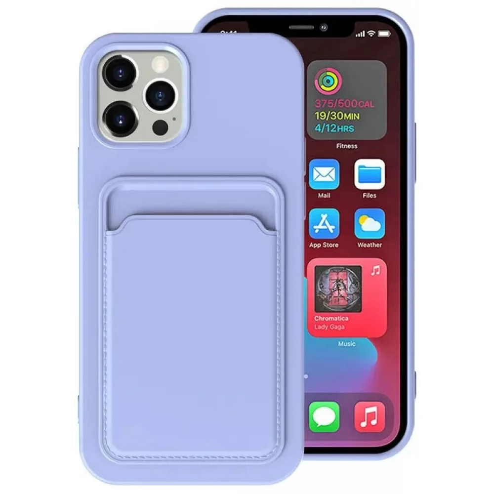 WOOZE Card Slot silikon case karta držačem Samsung Galaxy S21 Ultra 5G lila