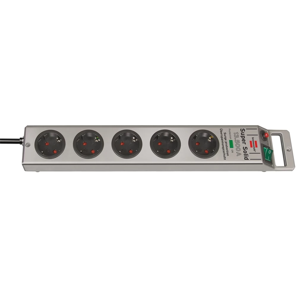 BRENNENSTUHL Super-Solid 13.500A extension socket with surge protection 5-way silver 2.5m H05VV-F 3G1.5
