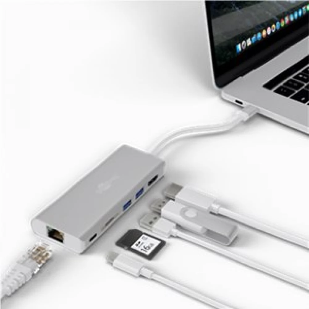GOOBAY USB-C Multiport Adapter (HDMI 4k 30 Hz USB CR RJ45 PD) aluminijum srebrno