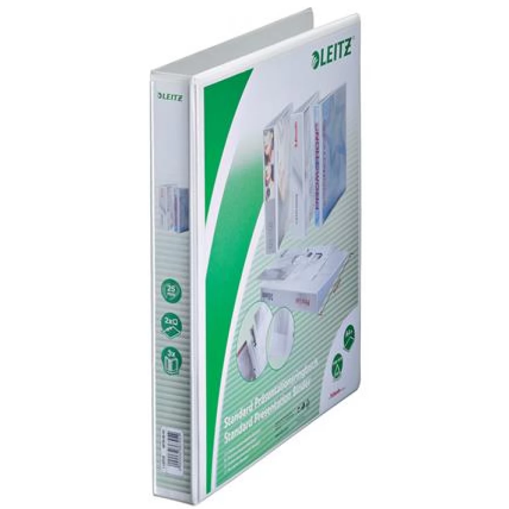 LEITZ Gyűrűs könyv panorámás 2 gyűrű D alakú 44 mm A4 Maxi PP fehér