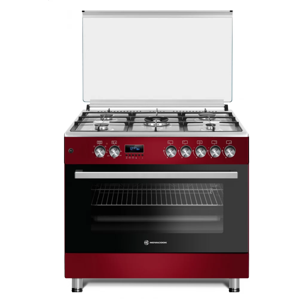 NOVACOOK F9S50E6 RD Tűzhely gázos A 98 l meggypiros