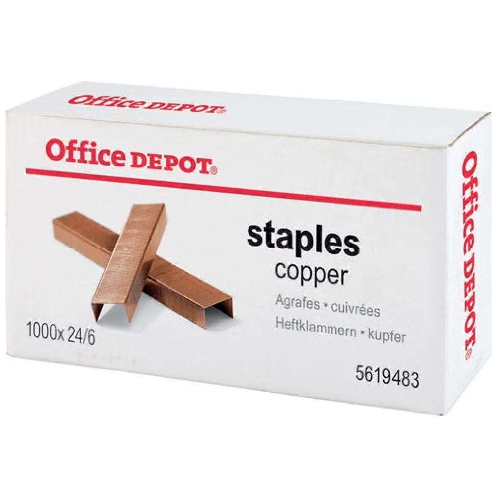 OFFICE DEPOT 24/6 1000db/cs fűzőkapocs réz