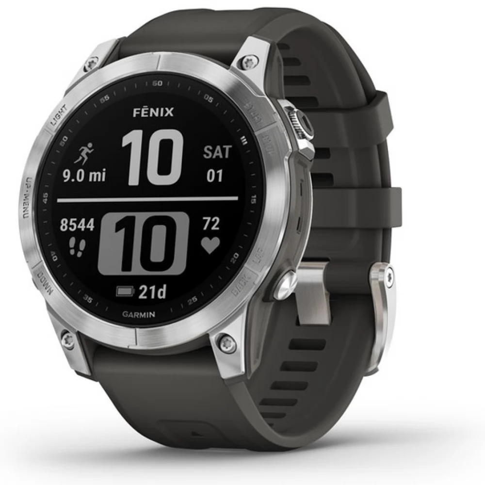 GARMIN Fenix 7 ezüst-szilikon belt graphite
