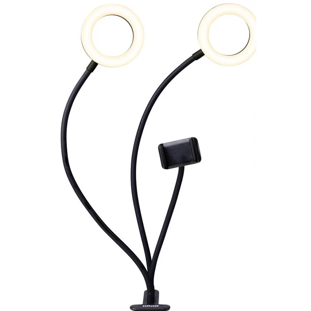 DÖRR D371047 SLR-12 Bi-Color 2x hajlítható karú LED körlámpa telefon tartóvalcsipesszel